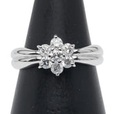 K18WG ホワイトゴールド ダイヤ0.50ct フラワー 花 モチーフ リング 指輪 レディース 9号 【中古】